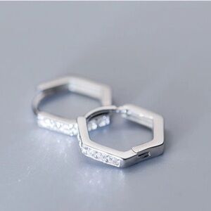 925 sterling silver Hexagon hoops